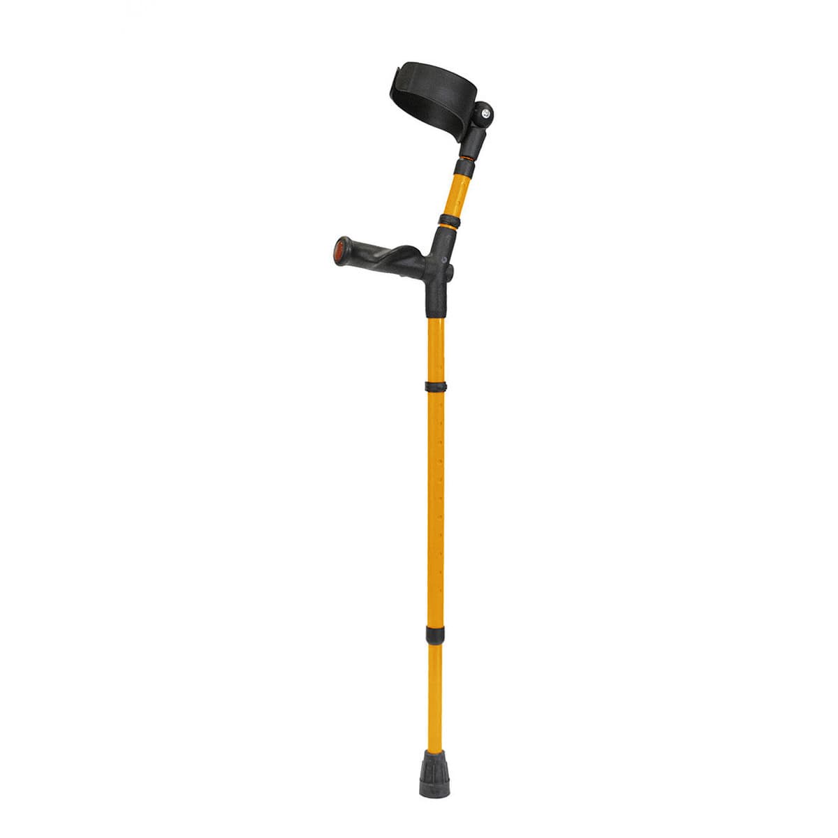 Walk Easy adult forearm crutches with anatomic grip and adjustable 4" full cuff (Pair) - Orange - Image 1