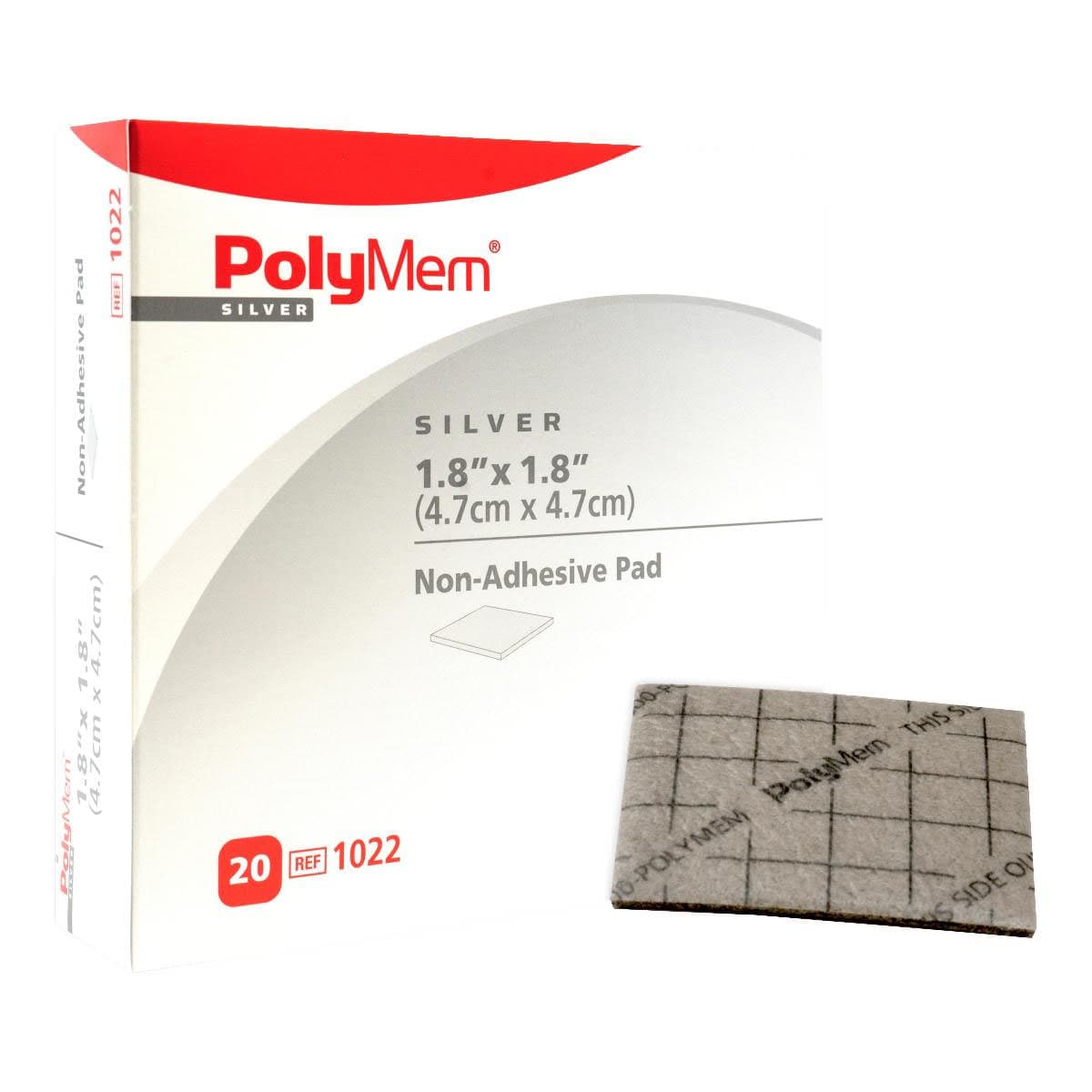Polymem Silver Non-Adhesive Foam Pad Dressing, 1.8 x 1.8 Inch - Each - Image 1