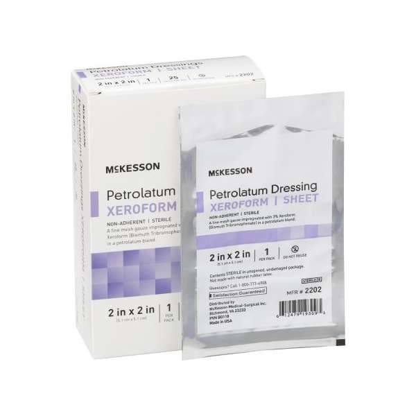 McKesson Xeroform Petrolatum Impregnated Dressing Square Sterile, 2 x 2 Inch - Box of 25 - Image 1