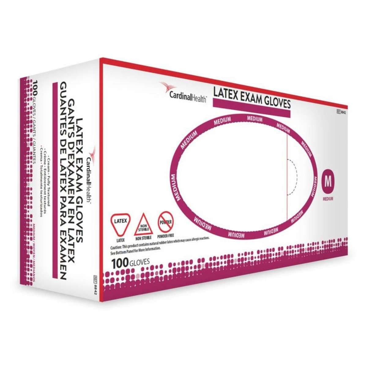 Cardinal Health Latex Powder-Free Exam Gloves, Medium, Cream - Box of 100 - Image 1