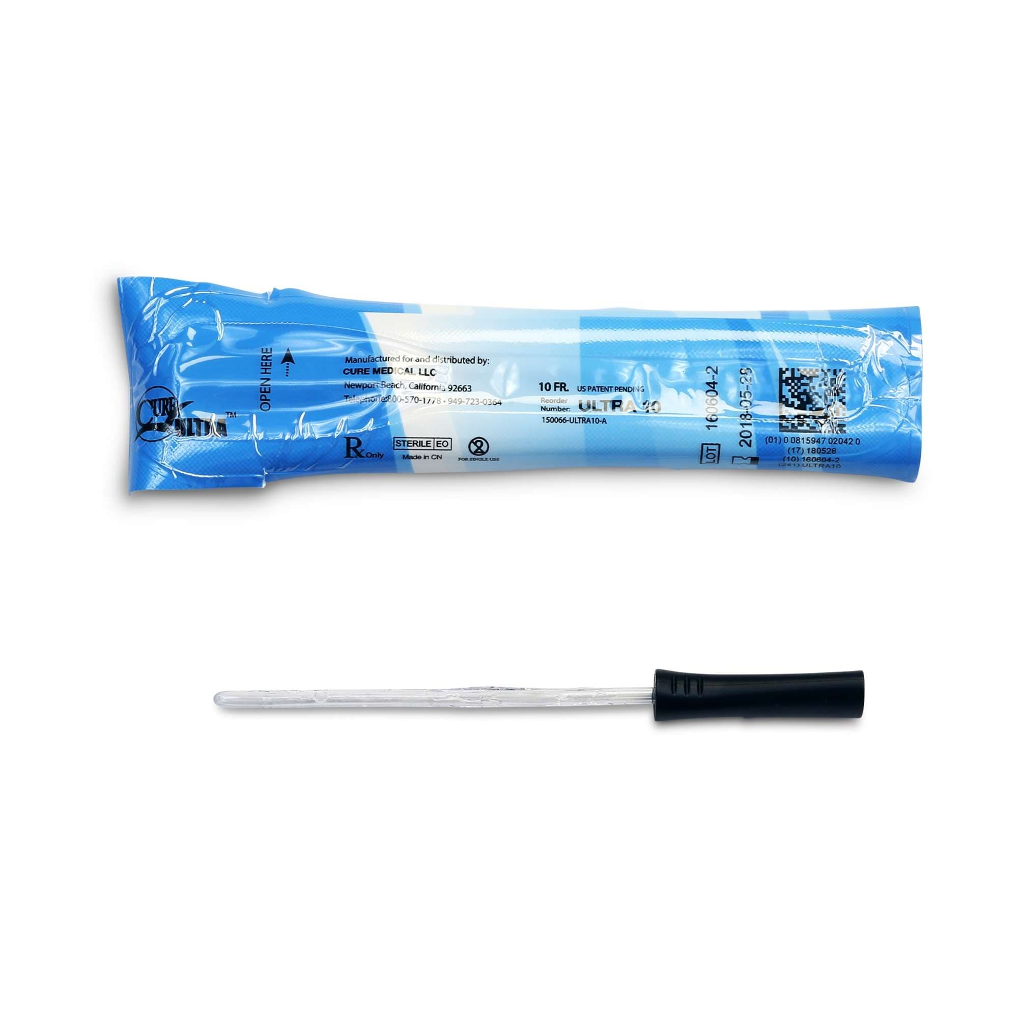 Cure Ultra Ready-to-Use Lubricated PVC Catheter for Women, 10 Fr - Each - Image 1