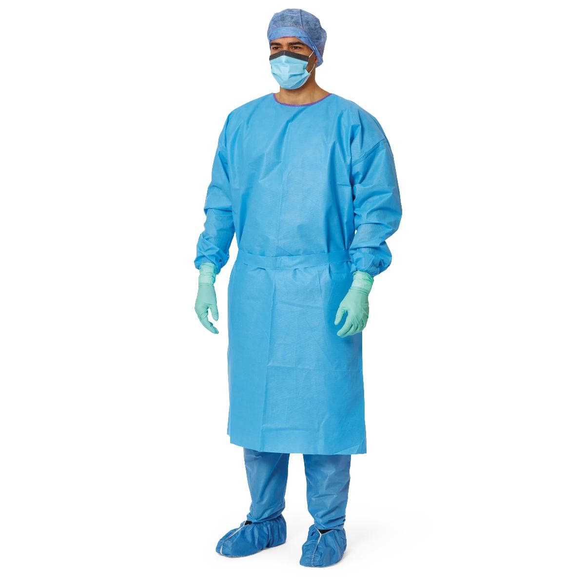 Medline AAMI Level 3 Premium Heavyweight Multilayer Isolation Gown, Blue, XL - Case of 50 - Image 1