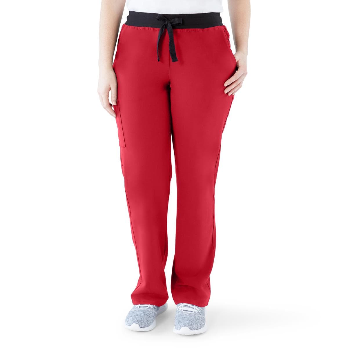 Medline Varick AVE Women's Tall Scrub Pants, Red, Large - Image 1