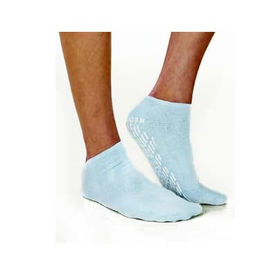 Care-Steps Unisex Slipper Socks, Single Tread, Blue, Medium - 1 Dozen - Image 1