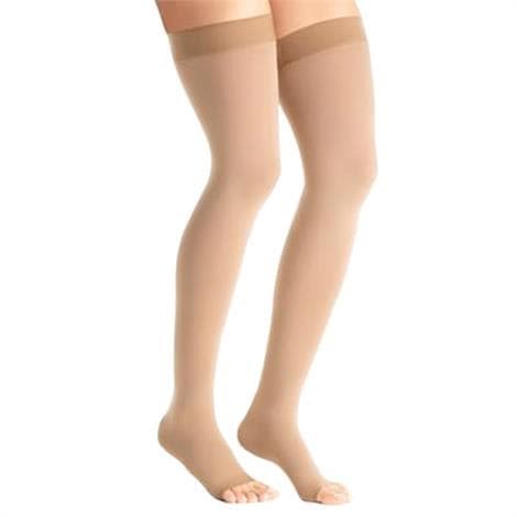 Jobst Maternity Opaque Thigh High OT Compression Stockings, 20-30mmHg, Large, Caramel - Pair - Image 1
