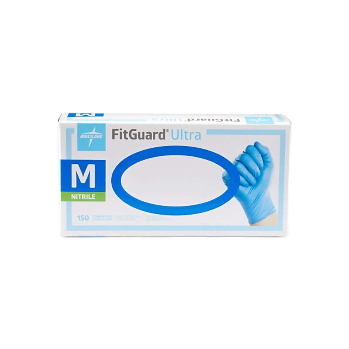 FitGuard Ultra Exam Glove Blue Beaded Cuff 4.1 mil to 6.0 mil Range, Medium - Case of 1500 - Image 1