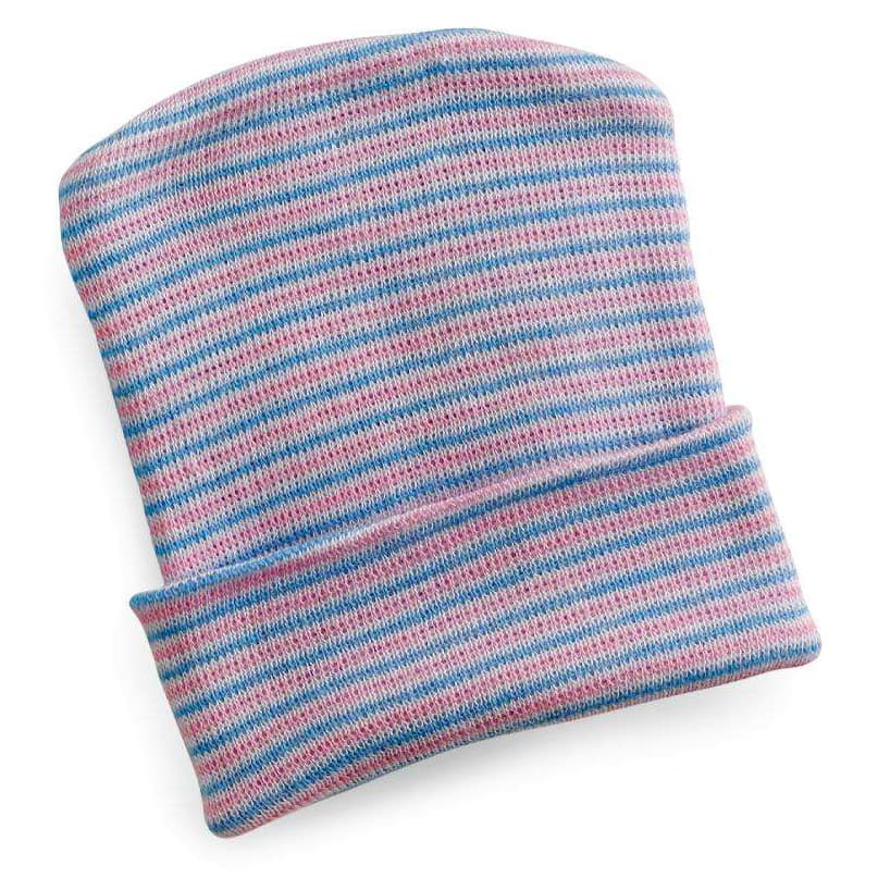 Medline Infant Head Warmer, Pink-Blue Stripe - Package of 50 - Image 1