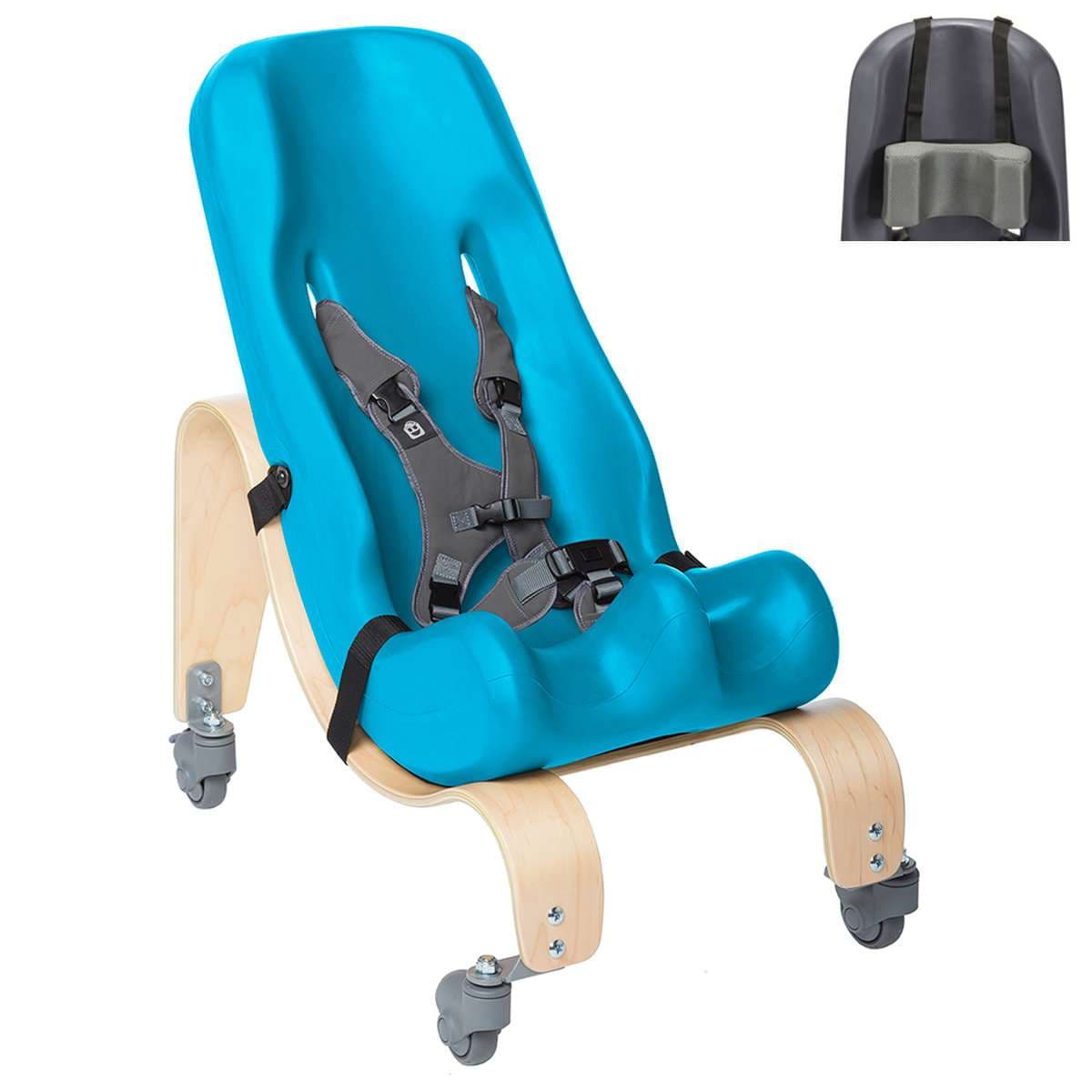 Special Tomato Sitter with Mobile Base, Size 1, Aqua, Headrest - Image 1