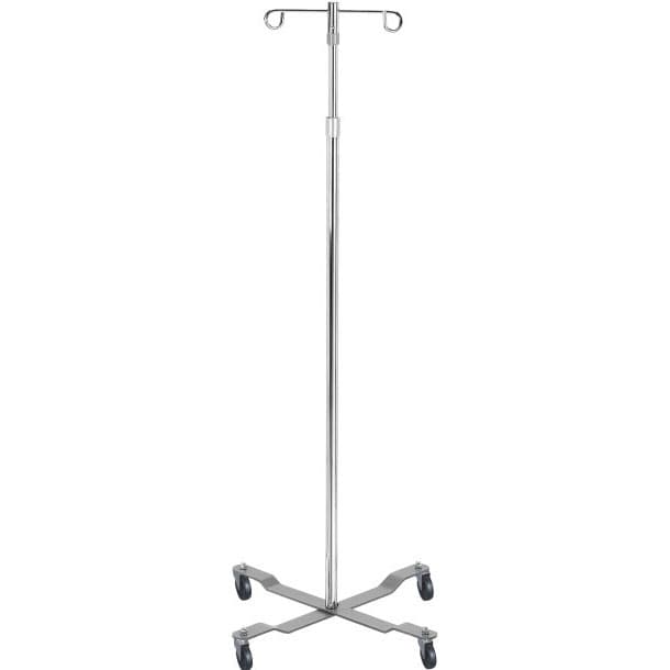 Drive economy IV pole with 4 leg and removable top, 2 Hook, Chrome - Each - Image 1