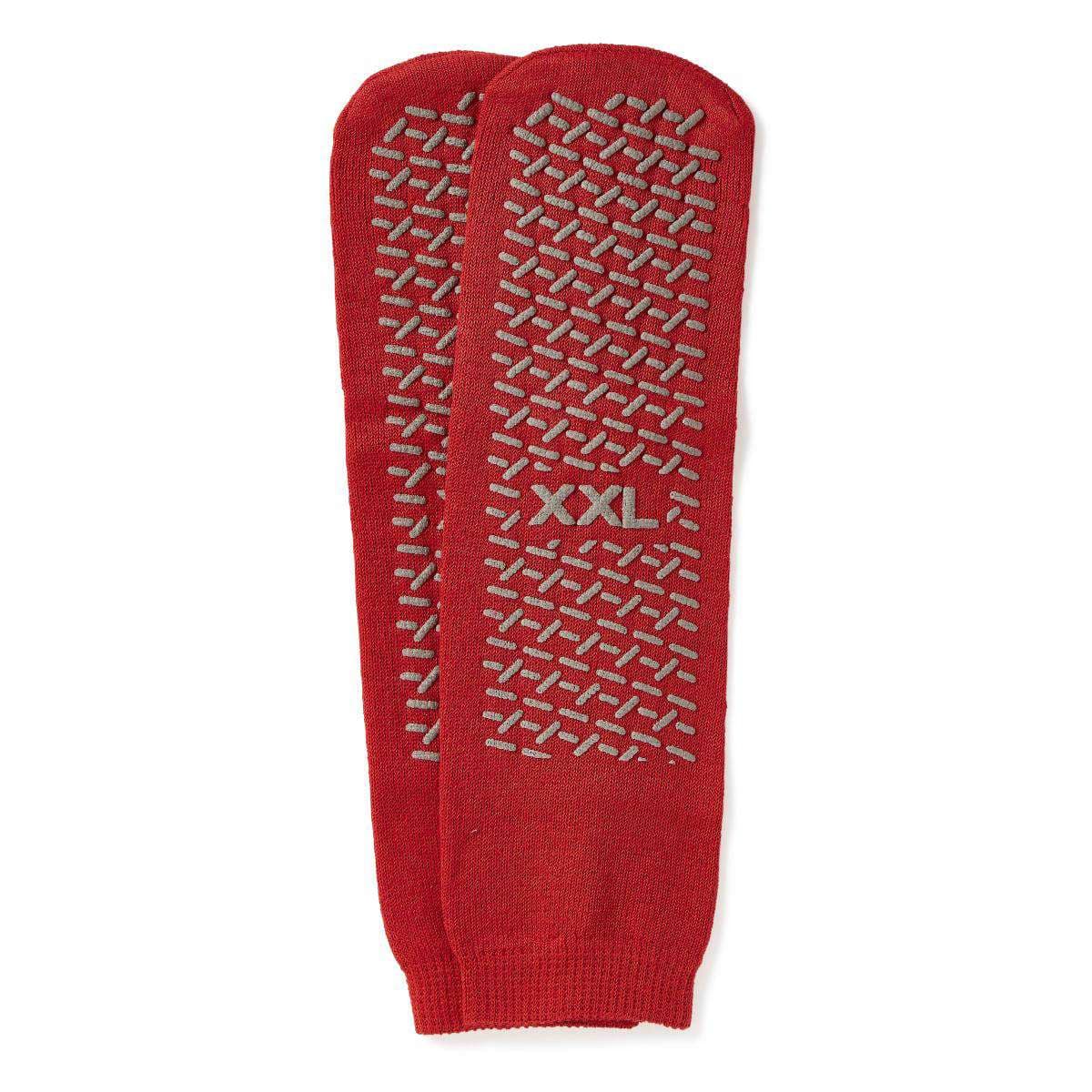 Medline Double-Tread Patient Slippers, Red, Size 2XL - Case of 48 - Image 1