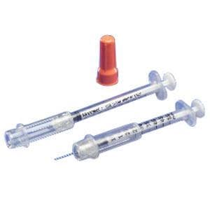 Monoject Insulin Safety Syringe with Needle, 29 Gauze x 1/2", 3/10 mL - Box of 100 - Image 1