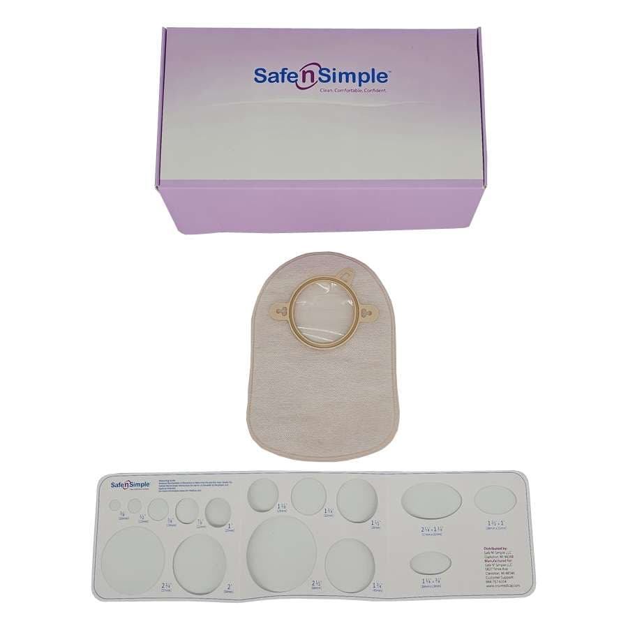 Safe N Simple Opaque Two-Piece System Ostomy Pouch Without Barrier, Closed End, 57mm Flange - Case of 240 - Image 1