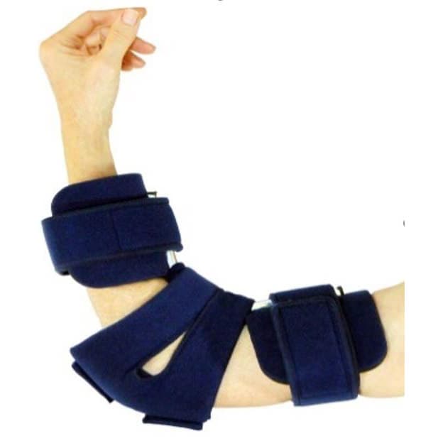 Comfyprene Goniometer Elbow Orthosis, Medium, Dark Blue with Neoprene Cover - Image 1
