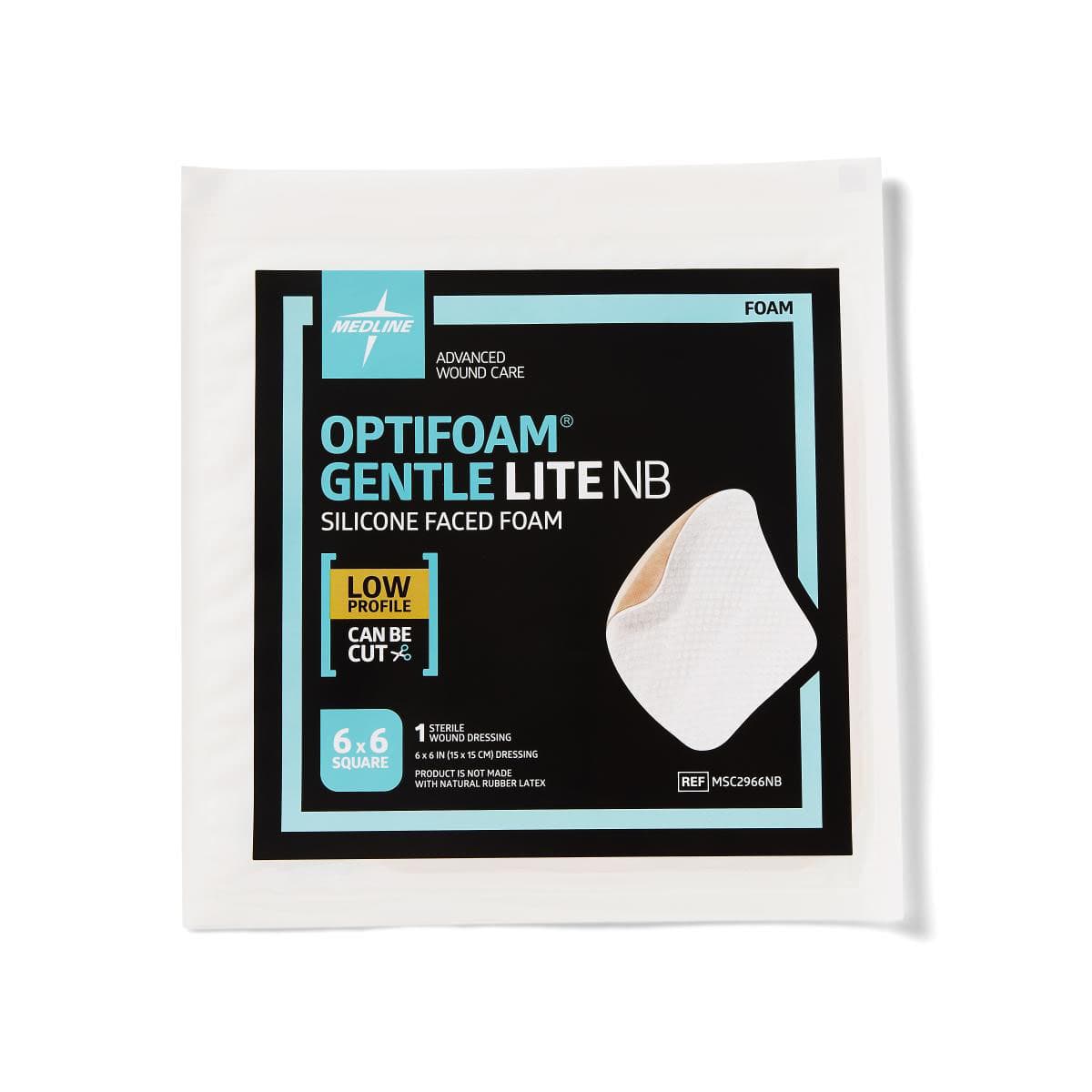 Optifoam Gentle Lite Silicone Faced Non-bordered Foam Dressing, Sterile, 6 x 6 Inch - Each - Image 1