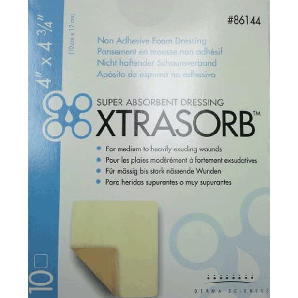 Xtrasorb Non-Adhesive Foam Dressing,4 x 4-3/4 Inch - Box of 10 - Image 1