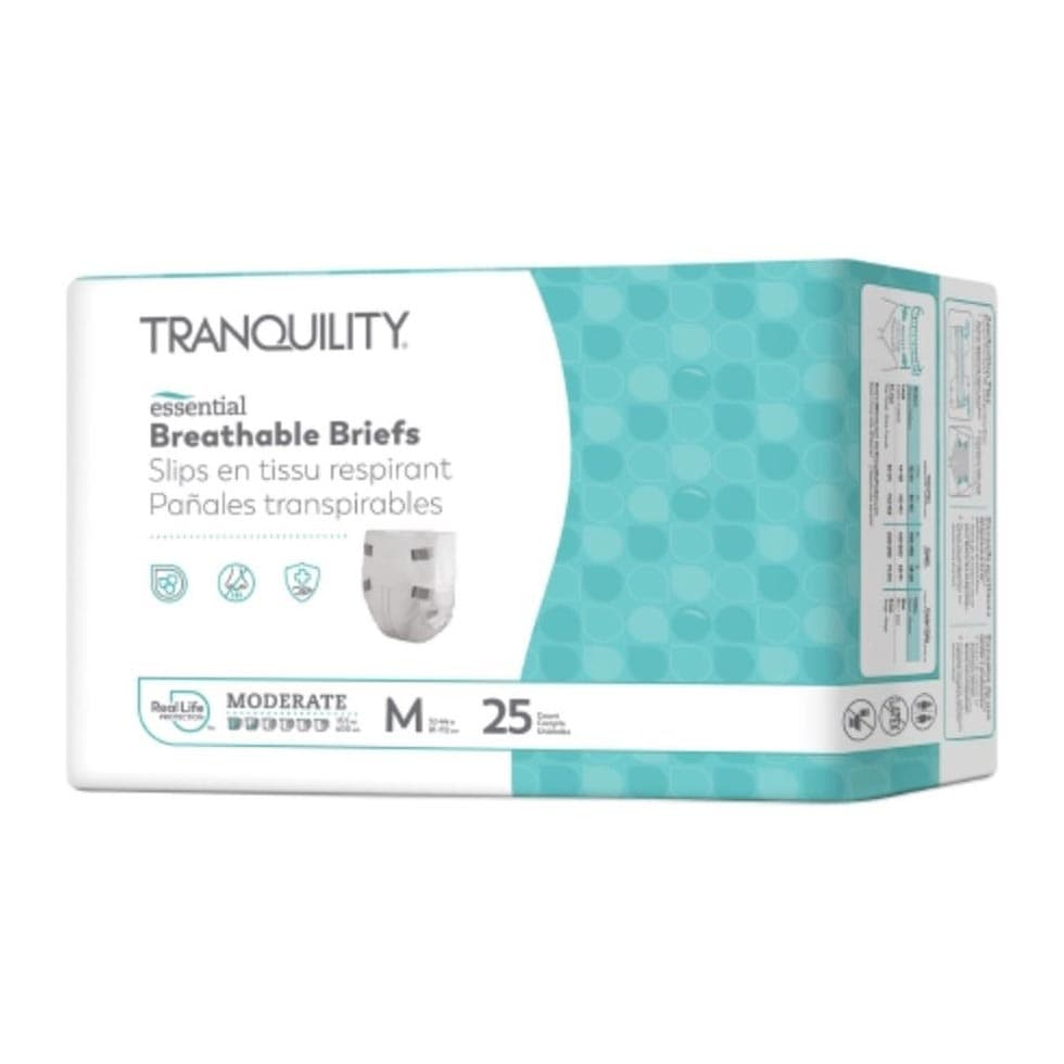 Tranquility Essential Moderate Breathable Briefs, Medium - Case of 100 - Image 1