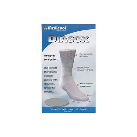 Medicool DiaSox Diabetes Socks, Large, White - Image 1