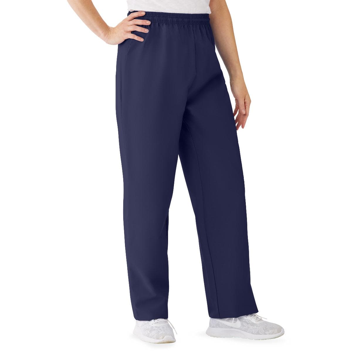 Medline Angelstat Women's Elastic Drawstring Waist Scrub Pants, Navy Blue, 2XLarge - Image 1