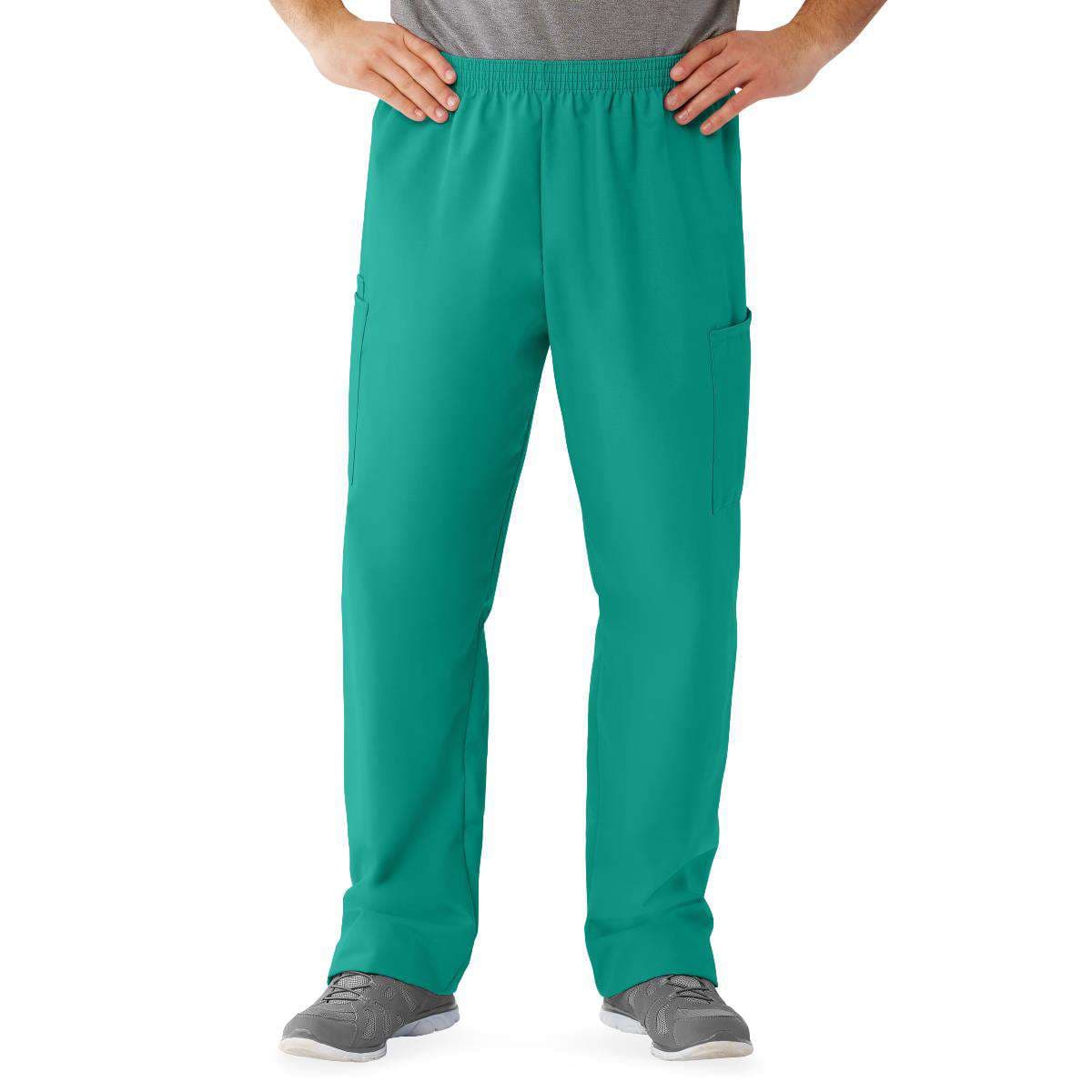 AngelStat Unisex Elastic Waist Cargo Scrub Pants, Emerald, Medium - Image 1
