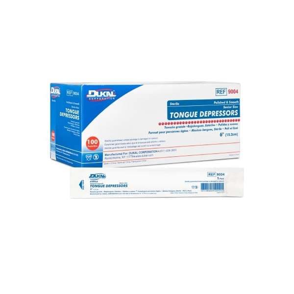 Dukal Unflavored Sterile Tongue Depressor, 6 Inch - Box of 100 - Image 1