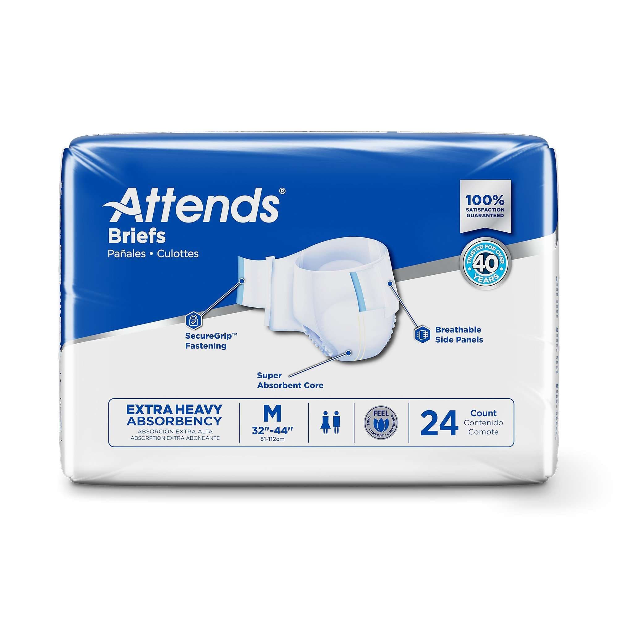 Attends Care Advanced Extra Heavy Absorbency Briefs, Medium - Bag of 24 - Image 1