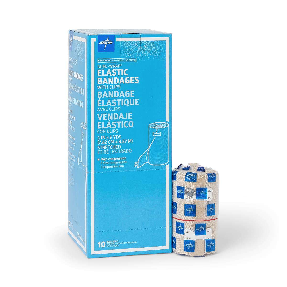 Medline Sure-wrap Nonsterile Elastic Bandages, 3 Inch x 5 Yard, Beige - Box of 20 - Image 1