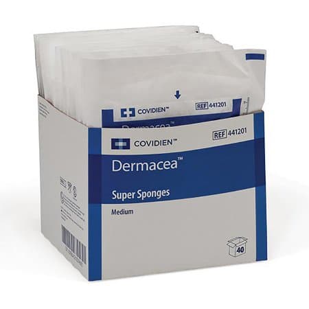Dermacea Super Sponges, Sterile 2s, Medium, 6 x 6.75 Inch - Box of 40 - Image 1