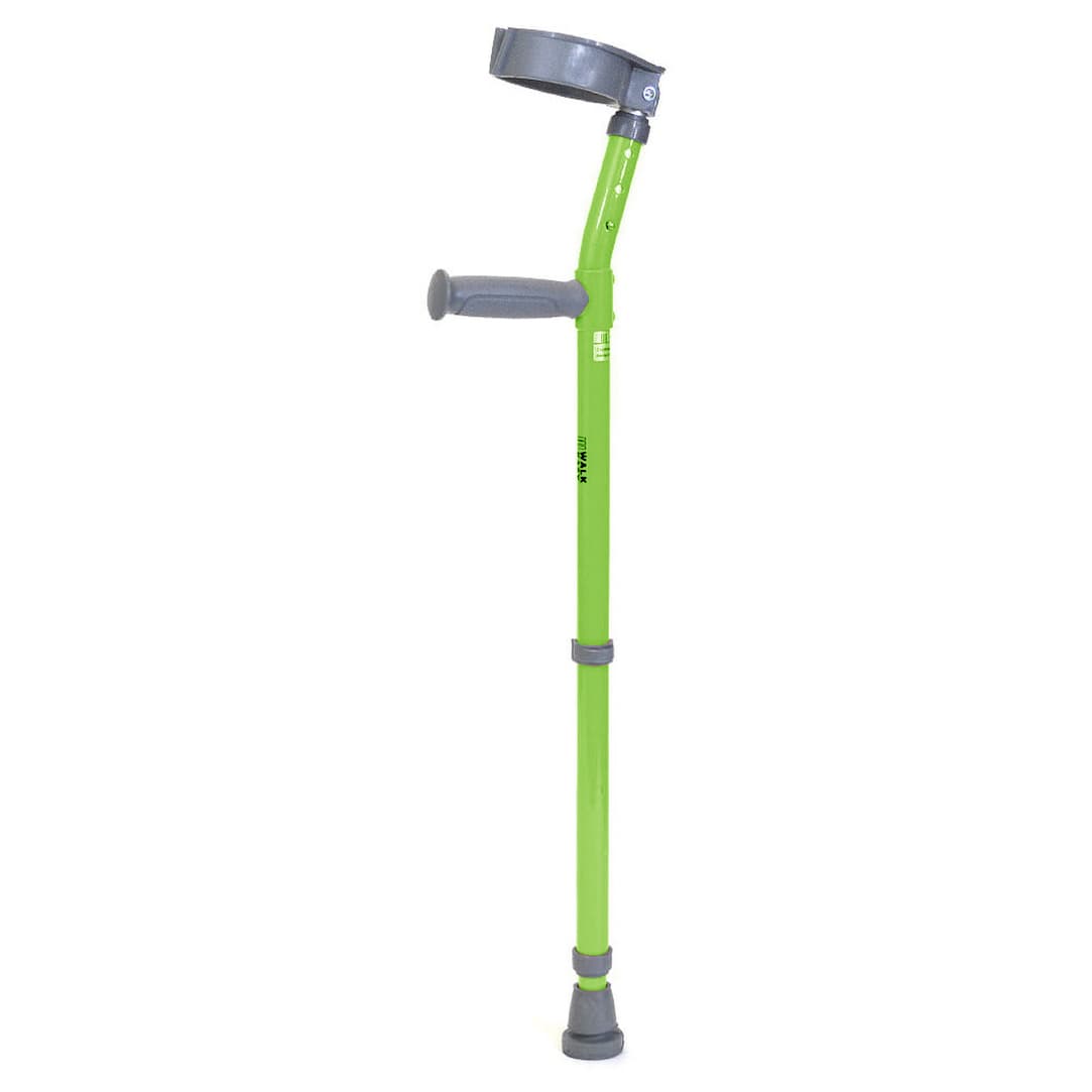 Walk Easy youth forearm height adjustable crutches with 3.5" full cuff (pair) - Neon green - Image 1