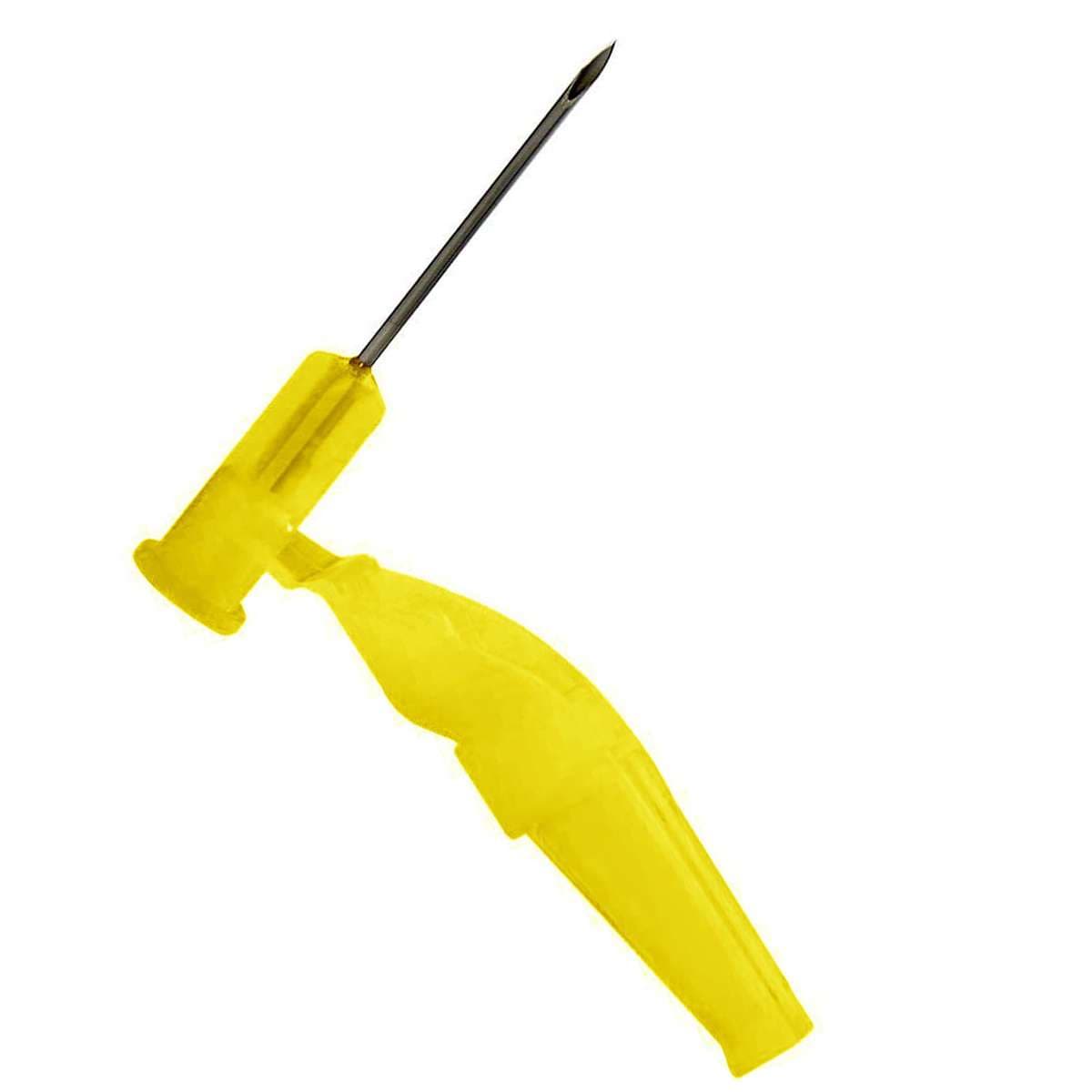 Needle-Pro EDGE Safety Hypodermic Needle, Yellow, 30 Gauge, 1/2 Inch Length - Box of 100 - Image 1