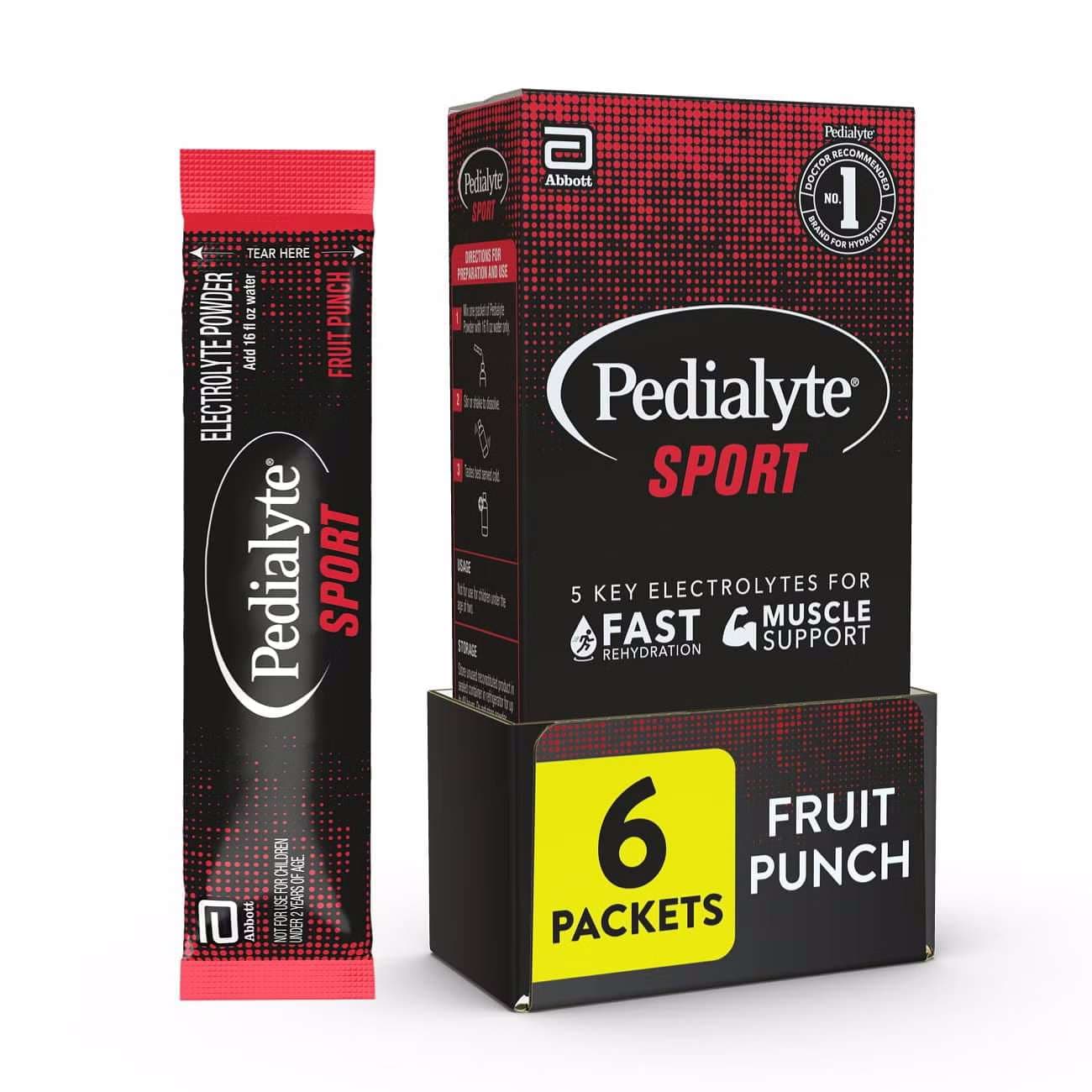 Pedialyte Sport Electrolyte Powder, Fruit Punch, 14.1 Gram - Case of 36 - Image 1