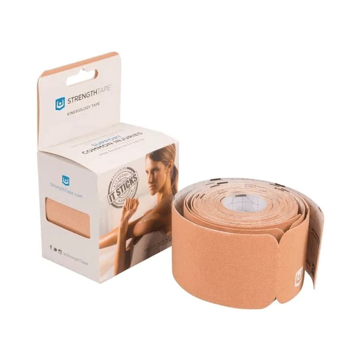 StrengthTape Kinesiology Tape, 5M Precut Roll, Beige - Image 1