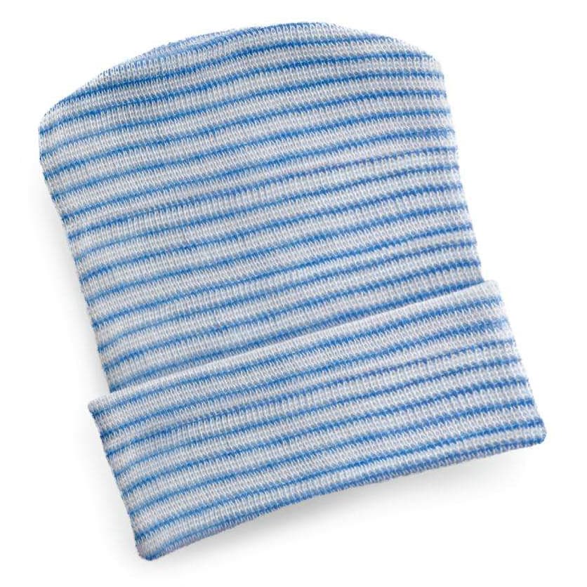 Medline Infant Head Warmer, Blue Stripe - Package of 50 - Image 1
