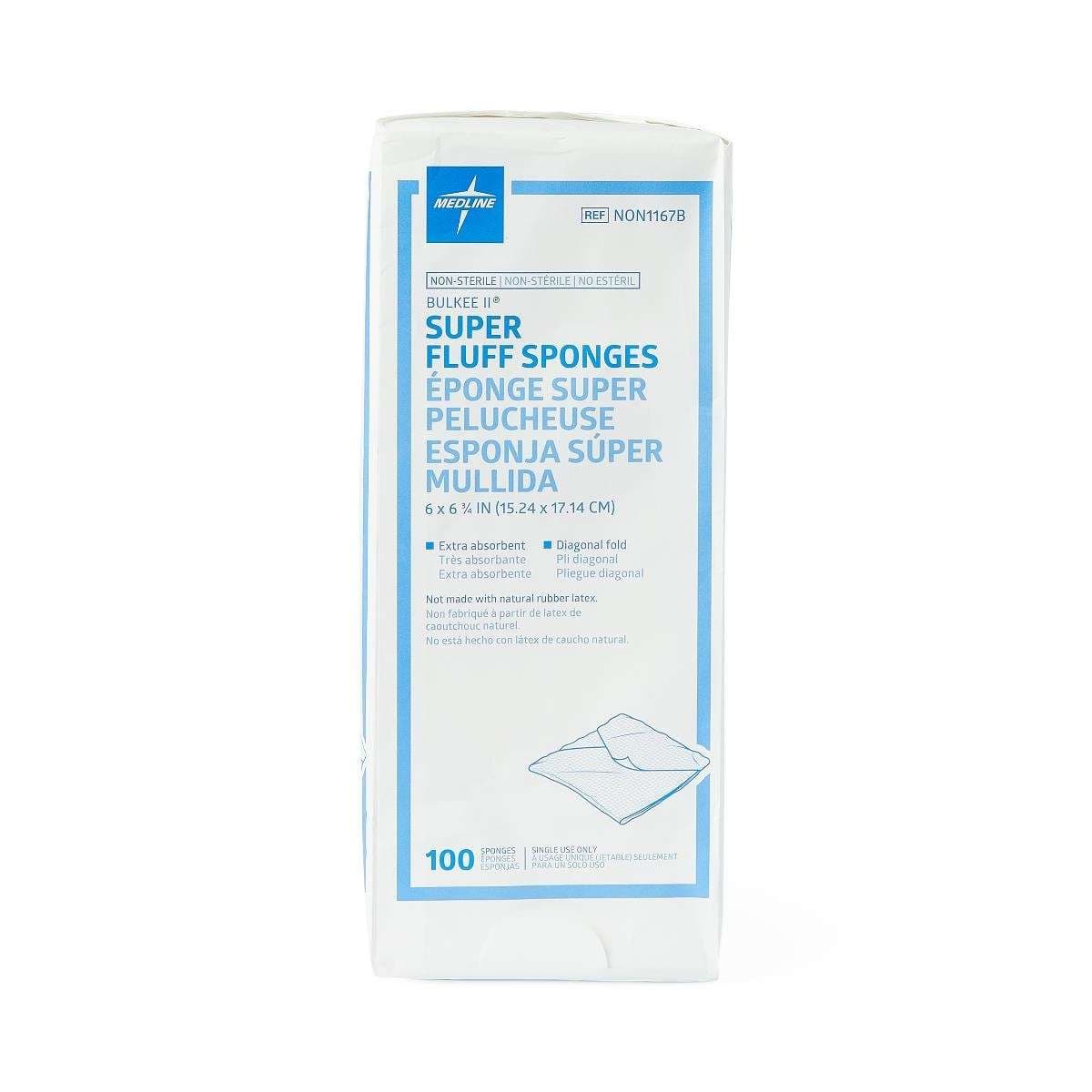Medline Nonsterile Bulkee II Extra Absorbent Super Fluff Sponge - Bag of 100 - Image 1