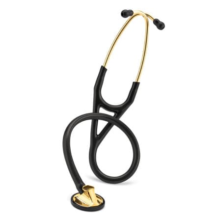 3M Littmann Master Cardiology Stethoscope, Brass Finish Chestpiece, Black - Image 1