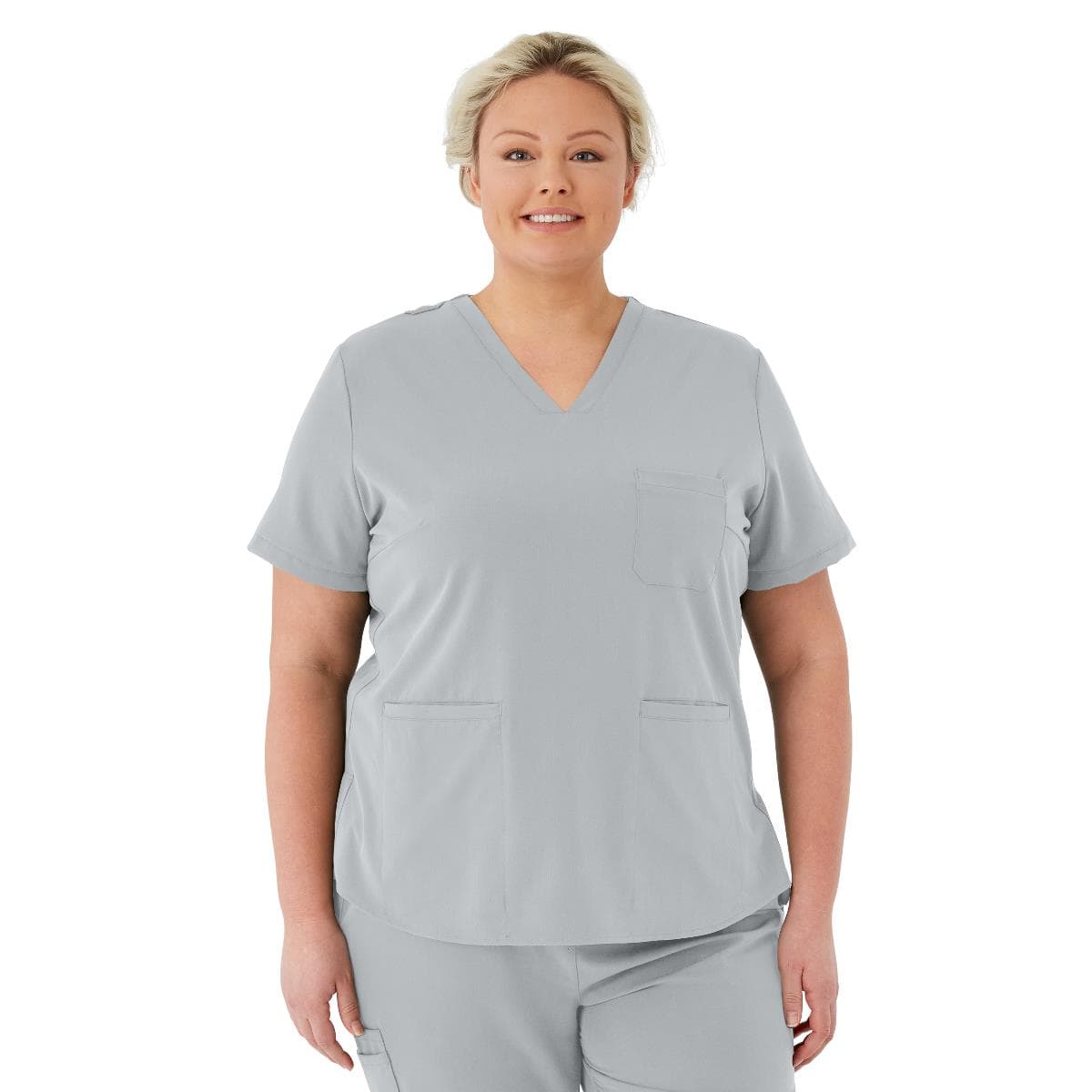 Medline Lexington AVE Women's V-Neck Scrub Tops with 3 Pockets, Gray, 2XLarge - Image 1