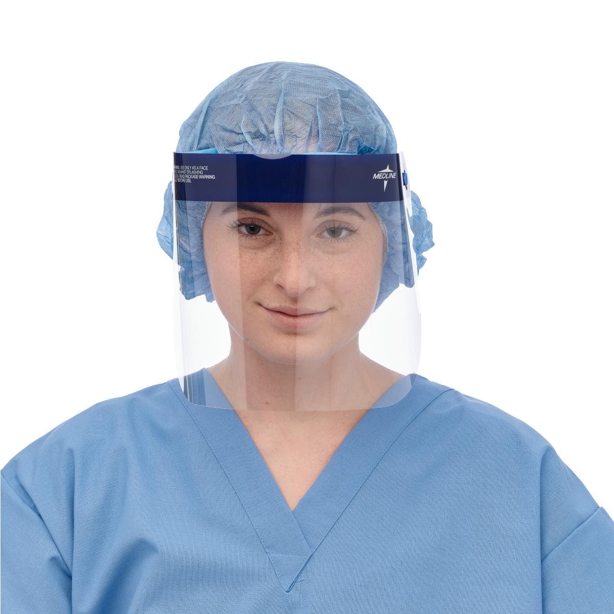 Medline Full Length Disposable Face Shields with Foam Top and Elastic Band, 7.5 Innch - Case of 96 - Image 1