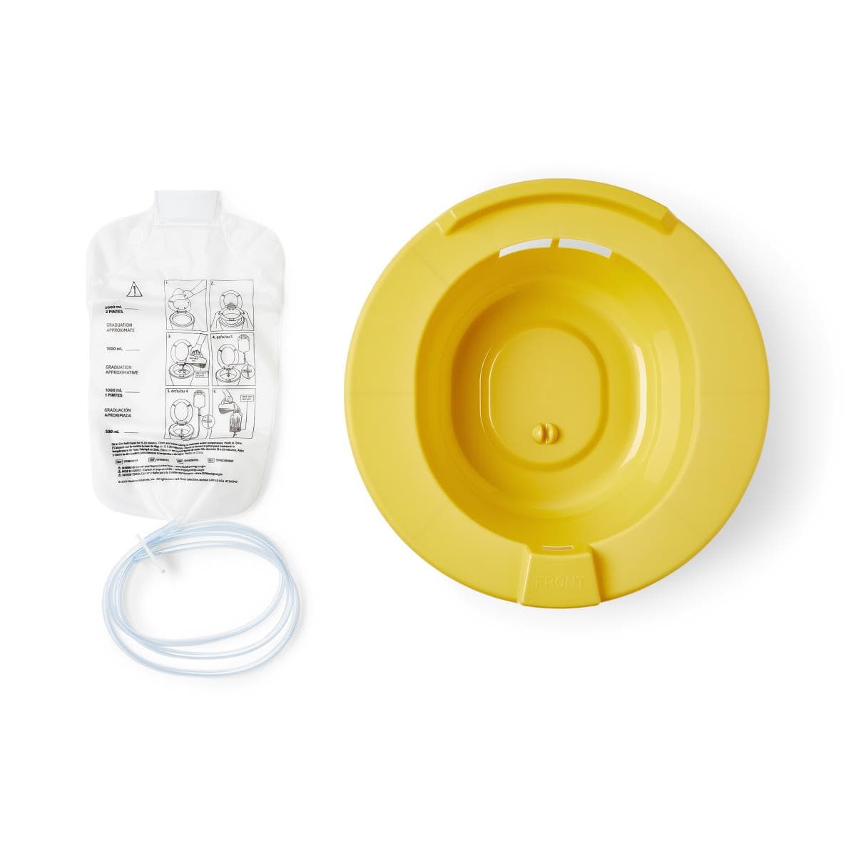 Medline Sitz Bath Basin and Clamp with 2000 ml Solution Bag, Gold - Case of 10 - Image 1