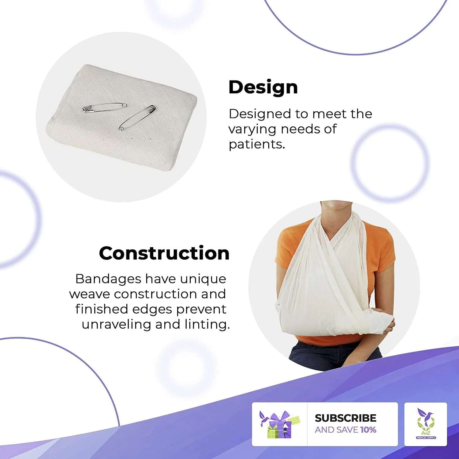 Dukal Triangular Bandage, Arm Sling Natural 37 x 37 x 52 Inch Safety Pin Arm, Elbow and Shoulder - Image 4