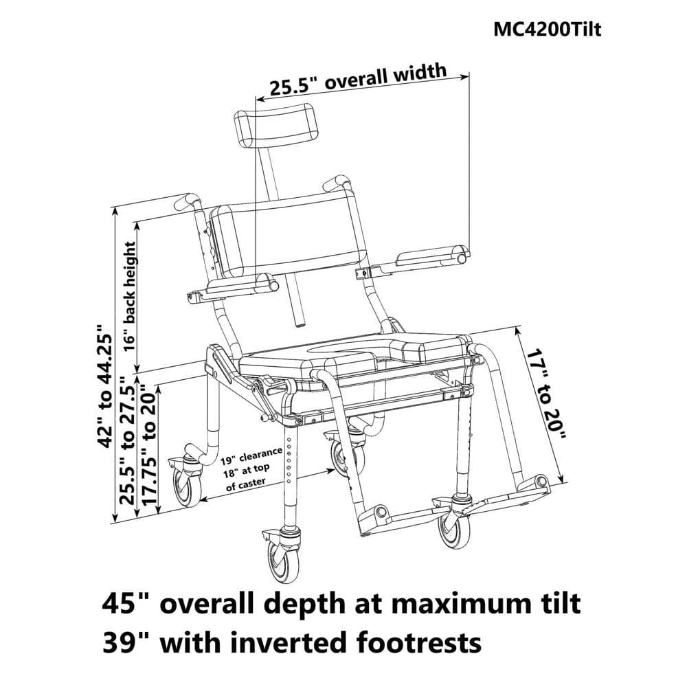 Nuprodx multiCHAIR 4200Tilt Shower Commode Chair with Tilt-in-space - Image 2