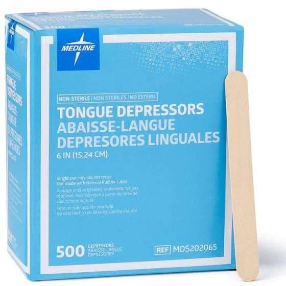 Medline Nonsterile Tongue Depressors, 6 Inch - Box of 500 - Image 1