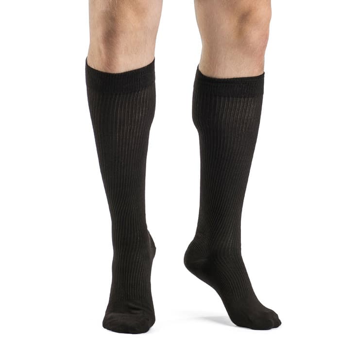 Sigvaris Casual Cotton Mens Calf High Compression Socks, 15-20 mmHg, Size A, Brown - Pair - Image 1
