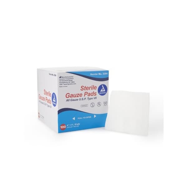 Dynarex Gauze Sponge White 12-Ply Square Sterile, 4 x 4 Inch - Case of 1200 - Image 1