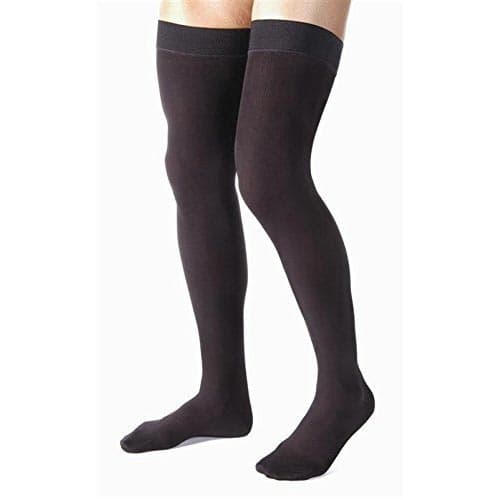 Jobst Men Thigh High Compression Stocking, 15-20mmHg, Large, Black - Pair - Image 1