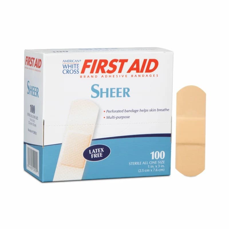 Dukal American White Cross Sheer Strip, Sheer, 1 x 3 Inch - Box of 100 - Image 1