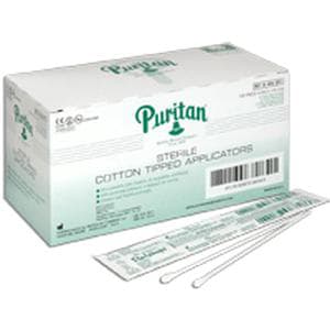 Puritan 6" Sterile Standard Cotton Swab with Wooden Handle - Box of 200 - Image 1