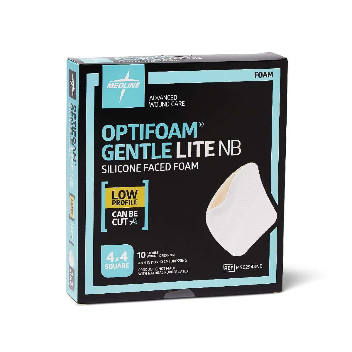Optifoam Gentle Lite Silicone Faced Non-bordered Foam Dressing, Sterile, 4 x 4 Inch - Case of 100 - Image 1