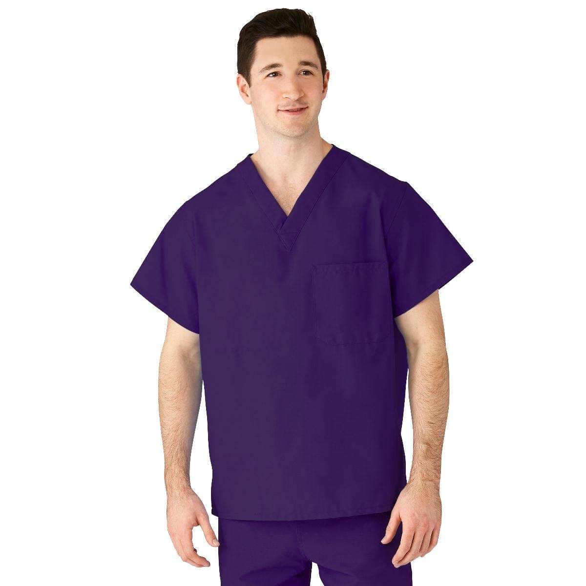 Medline AngelStat Unisex Reversible V-Neck Scrub Tops With 2 Pockets, Regal Purple, 2XLarge - Image 1