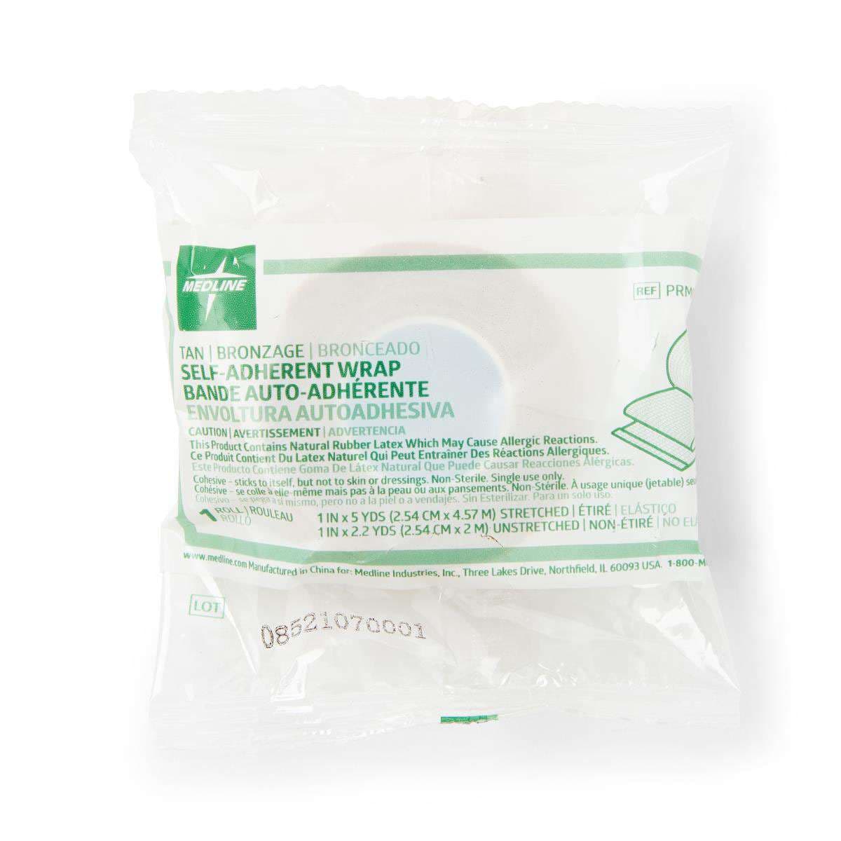 Medline Nonsterile Self-adherent Cohesive Latex Wraps, 1 x 5 Yard - Image 1