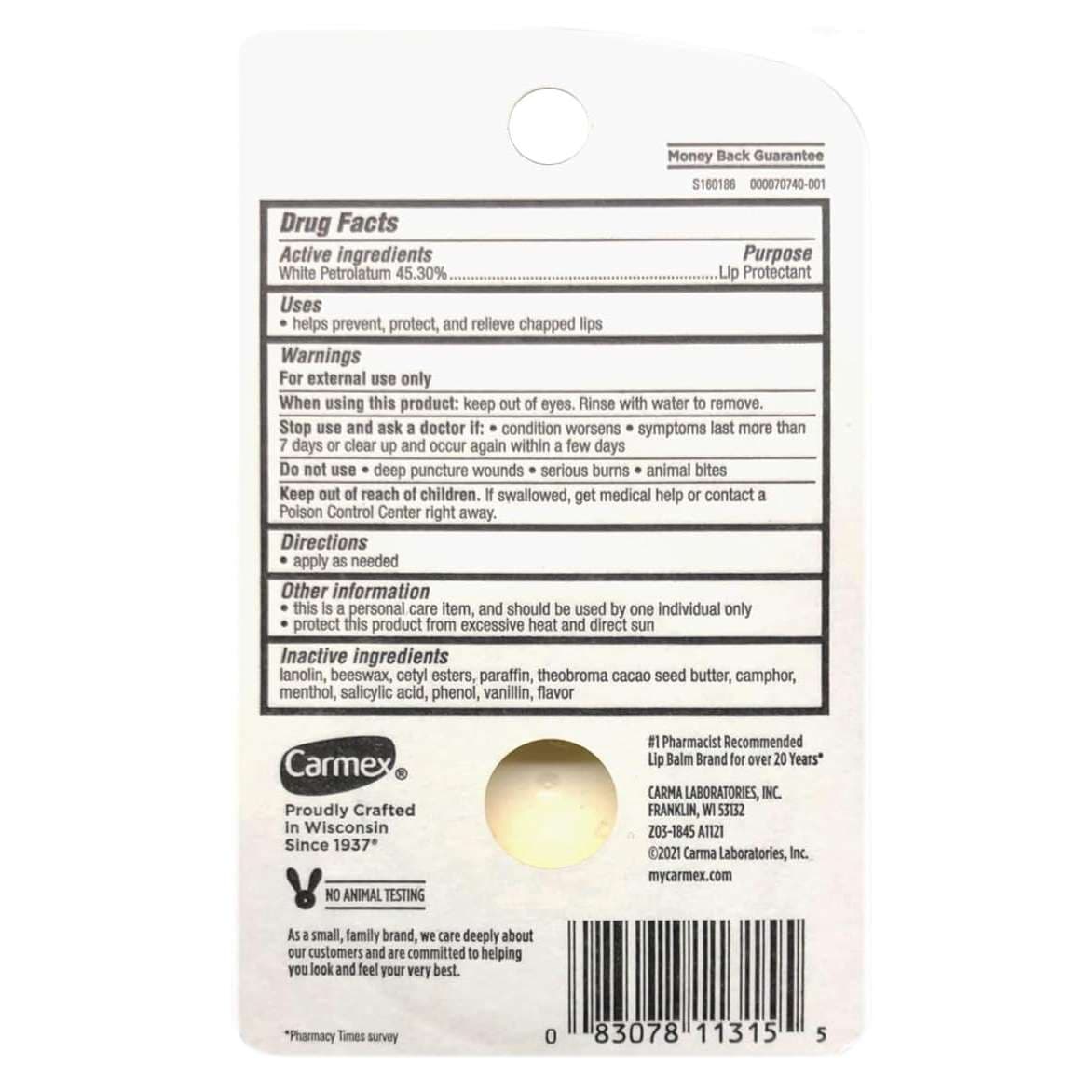 Carmex Lip Balm Original Flavor, Jar, 0.25 oz - Carton of 12 - Image 2