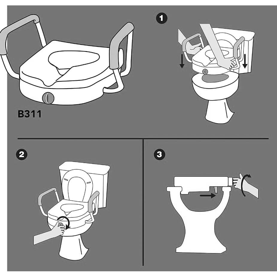 Carex Classics Raised Toilet Seat with Armrests - Image 5